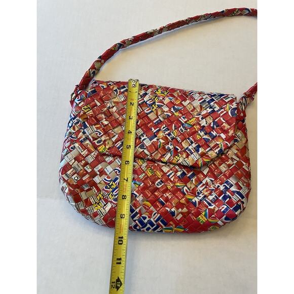 Half The Sky Designs Rebagz Candy Wrappers Red Shoulder Bag Purse - Picture 11 of 11
